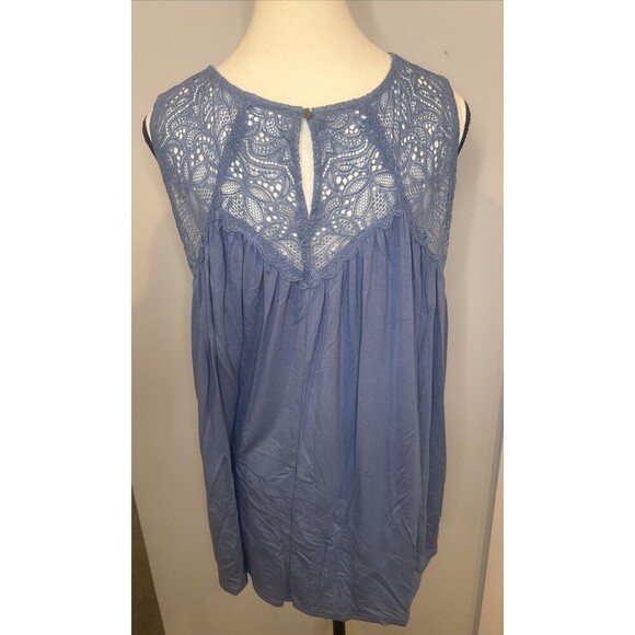 Allie Rose BLUE Lace Babydoll Flowy Rayon Blend Sleeveless Tank Top Sz M NEW - Picture 4 of 9